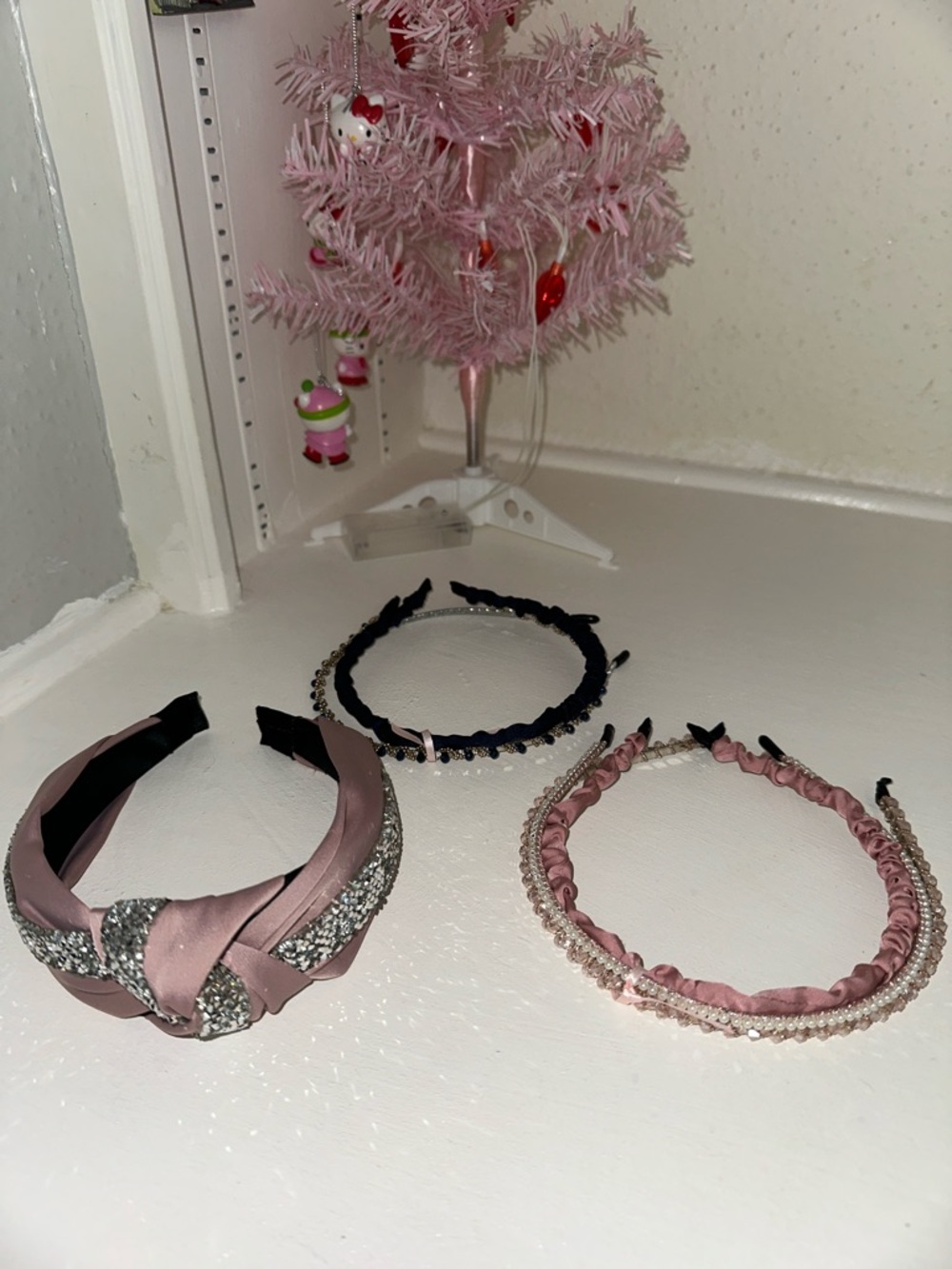7pcs Embellished Pink and Black Women’s Headband Set